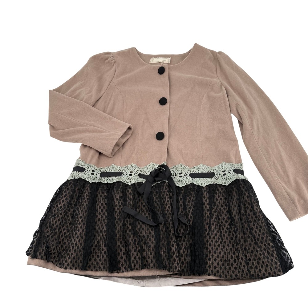 A' Reve Lace Hem Arabella jacket with ribbon detail puff sleeve Size L‎